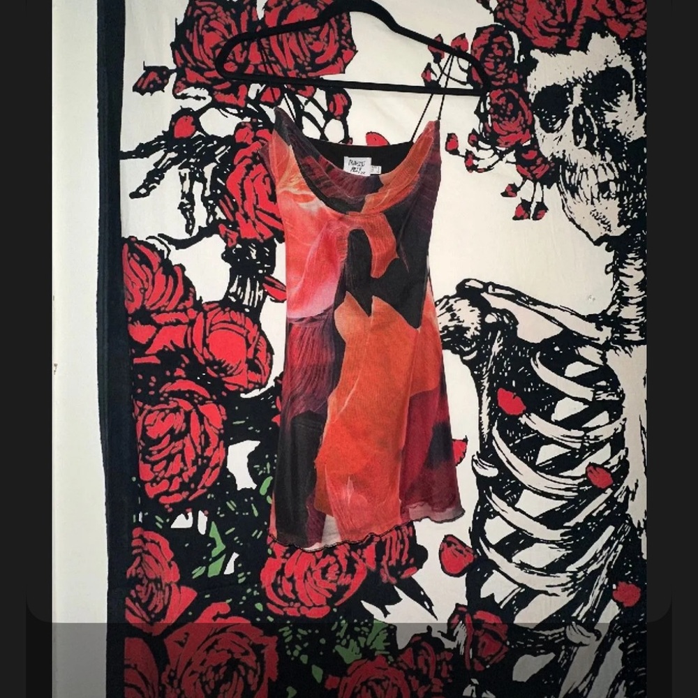 Princess Polly Red Orange Black Abstract Mini Dress